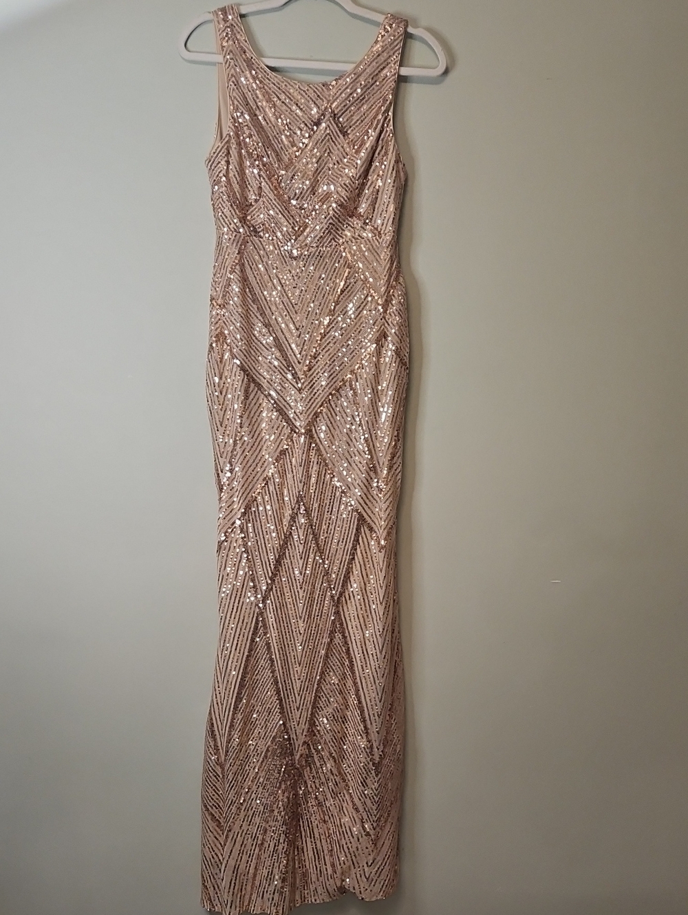 Sleeveless Sequin Maxi Dress in Rose Gold